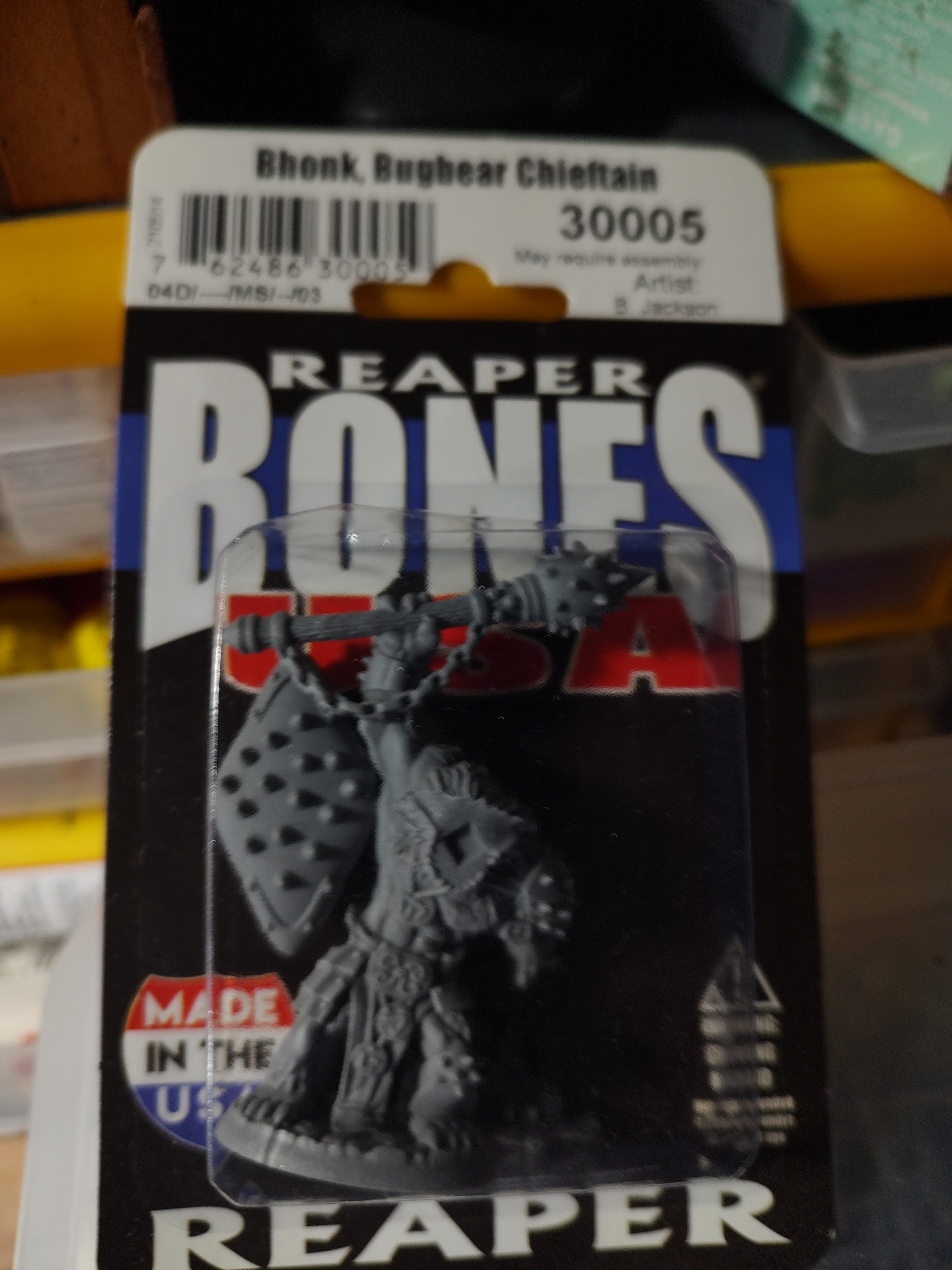 Bhonk, Bugbear Chieftain, Bugbear Fighter, Reaper, Reaper Black, Reaper Bones