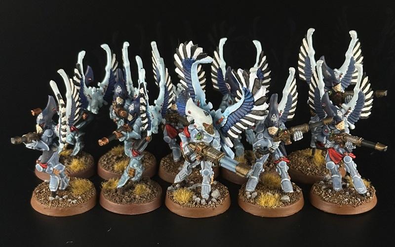 Alaitoc, Captain Brown, Eldar, Exarch, Metal, Painted, Rogue Trader, Swooping Hawks