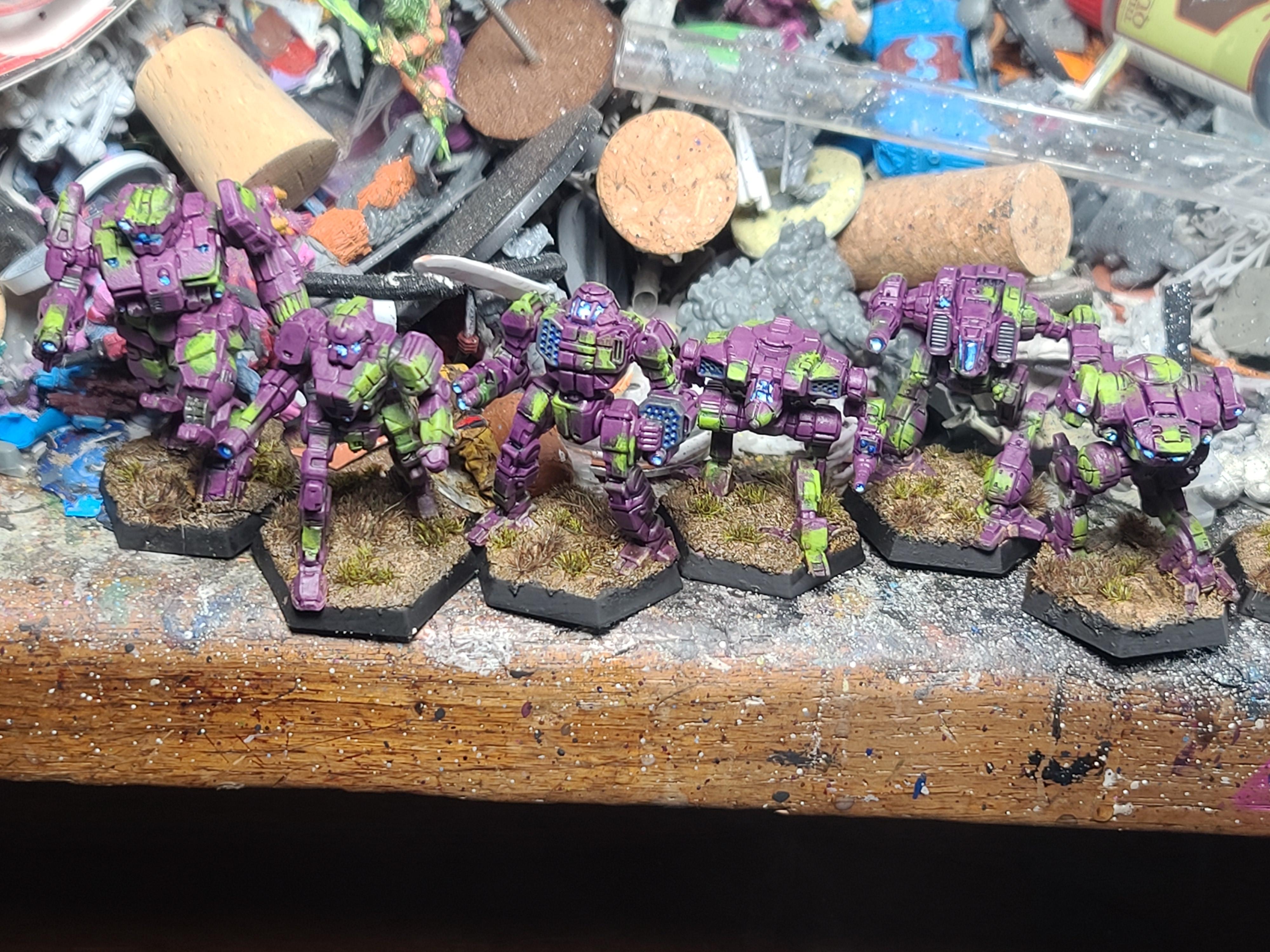 6mm, Battletech, Catalyst Game Labs, Charger, Cicada, Clint, Cougar, Marike, Mech, Purple Camo, Shadow Cat, Trebuchet