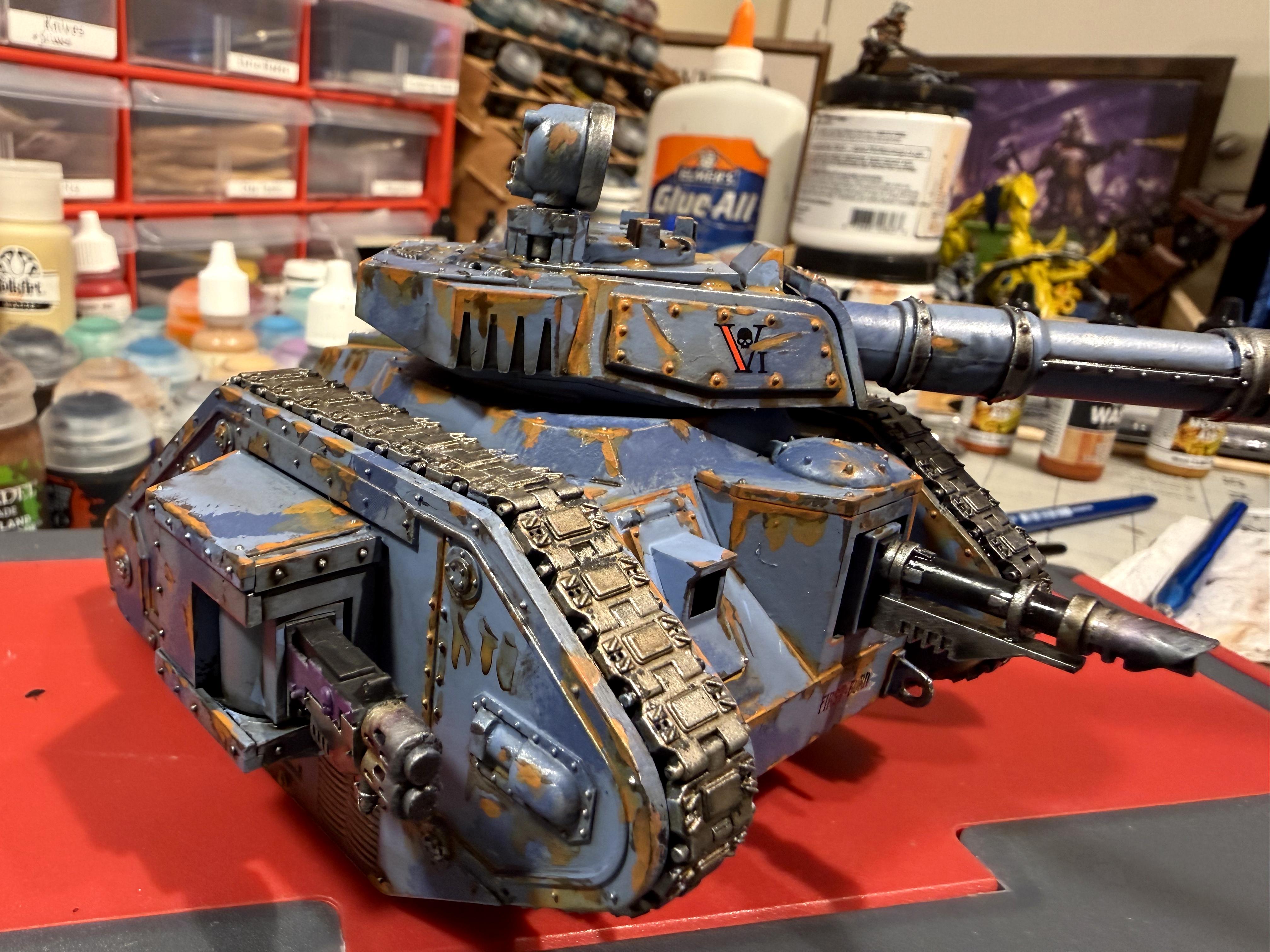 Astra Militarum, Camo Scheme, Hobby Progress Challenge, Imperial Guard, Leman Russ, Rust, Tank, Urban Combat, Vostroyans, Weathered