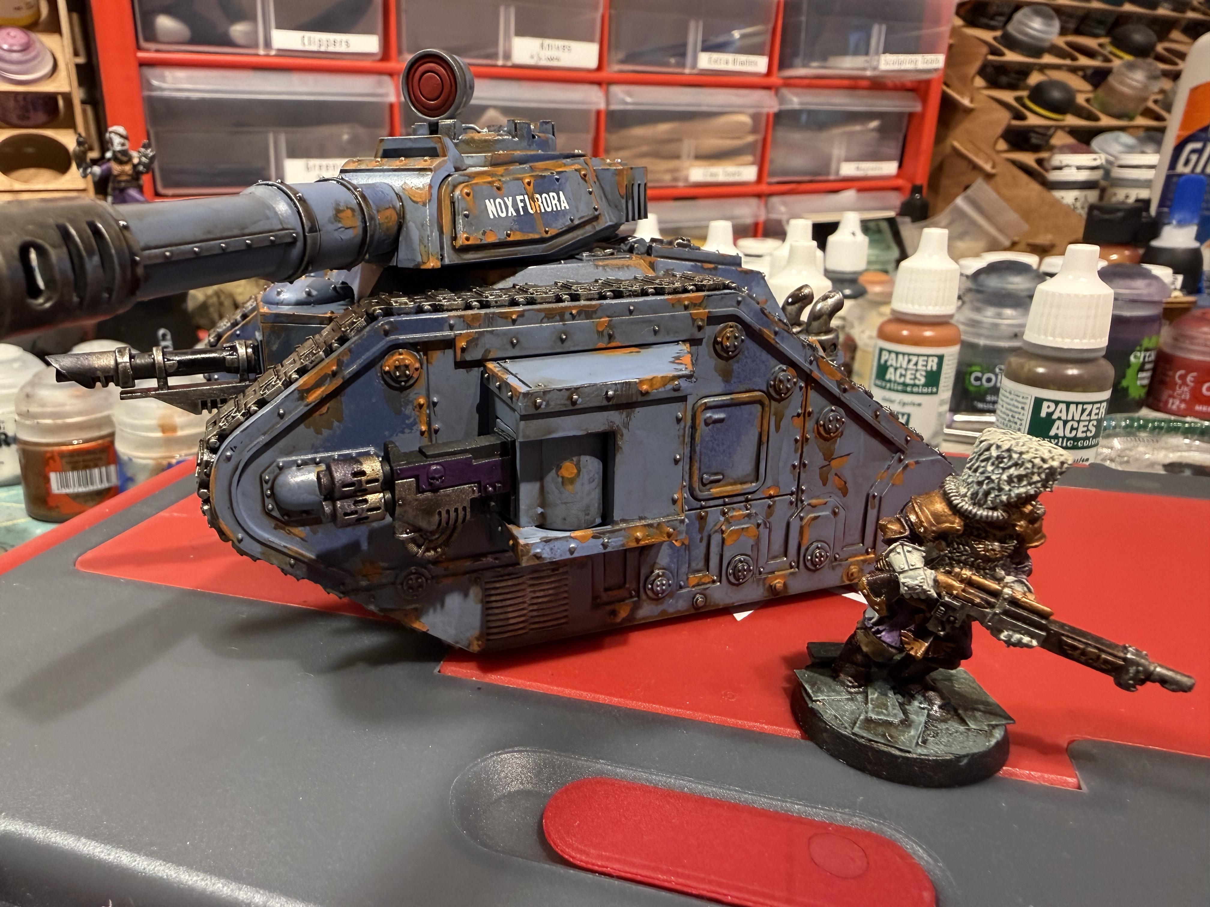 Astra Militarum, Camo Scheme, Hobby Progress Challenge, Imperial Guard, Leman Russ, Rust, Tank, Urban Combat, Vostroyans, Weathered