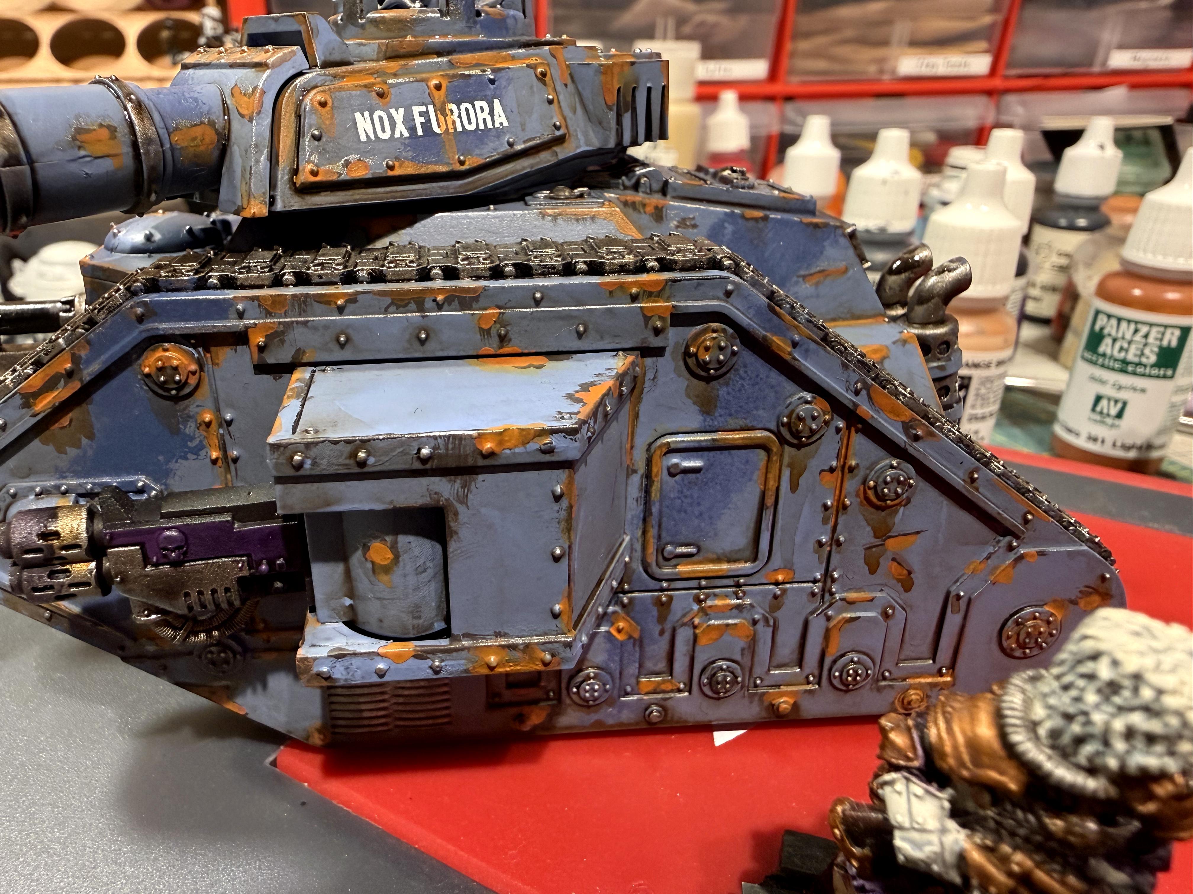 Astra Militarum, Camo Scheme, Hobby Progress Challenge, Imperial Guard, Leman Russ, Rust, Tank, Urban Combat, Vostroyans, Weathered