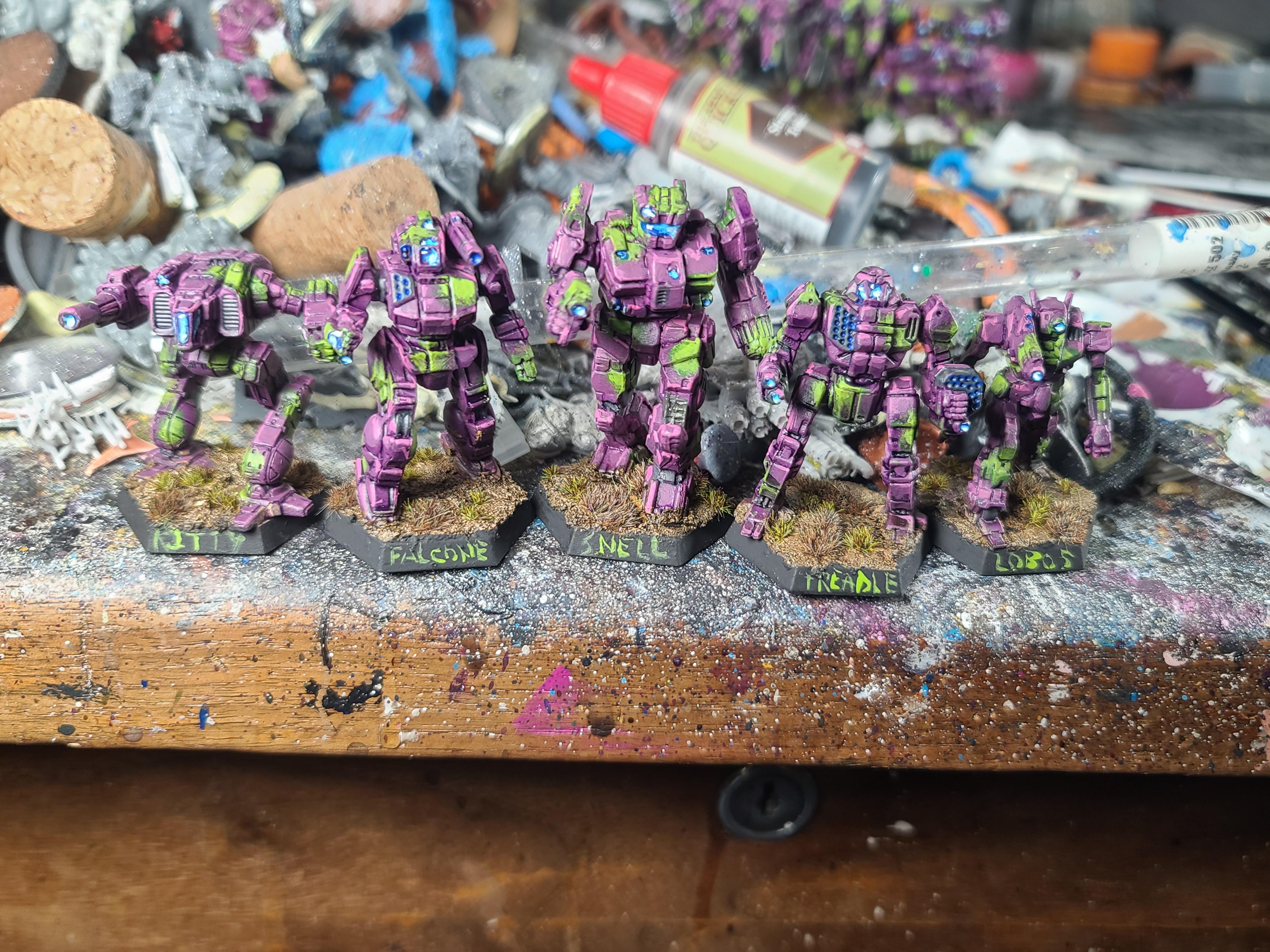 6mm, Battletech, Catalyst Game Labs, Charger, Marik, Mech, Pack Hunter, Purple Camo, Shadow Hawk, Shadowcat, Trebuchet