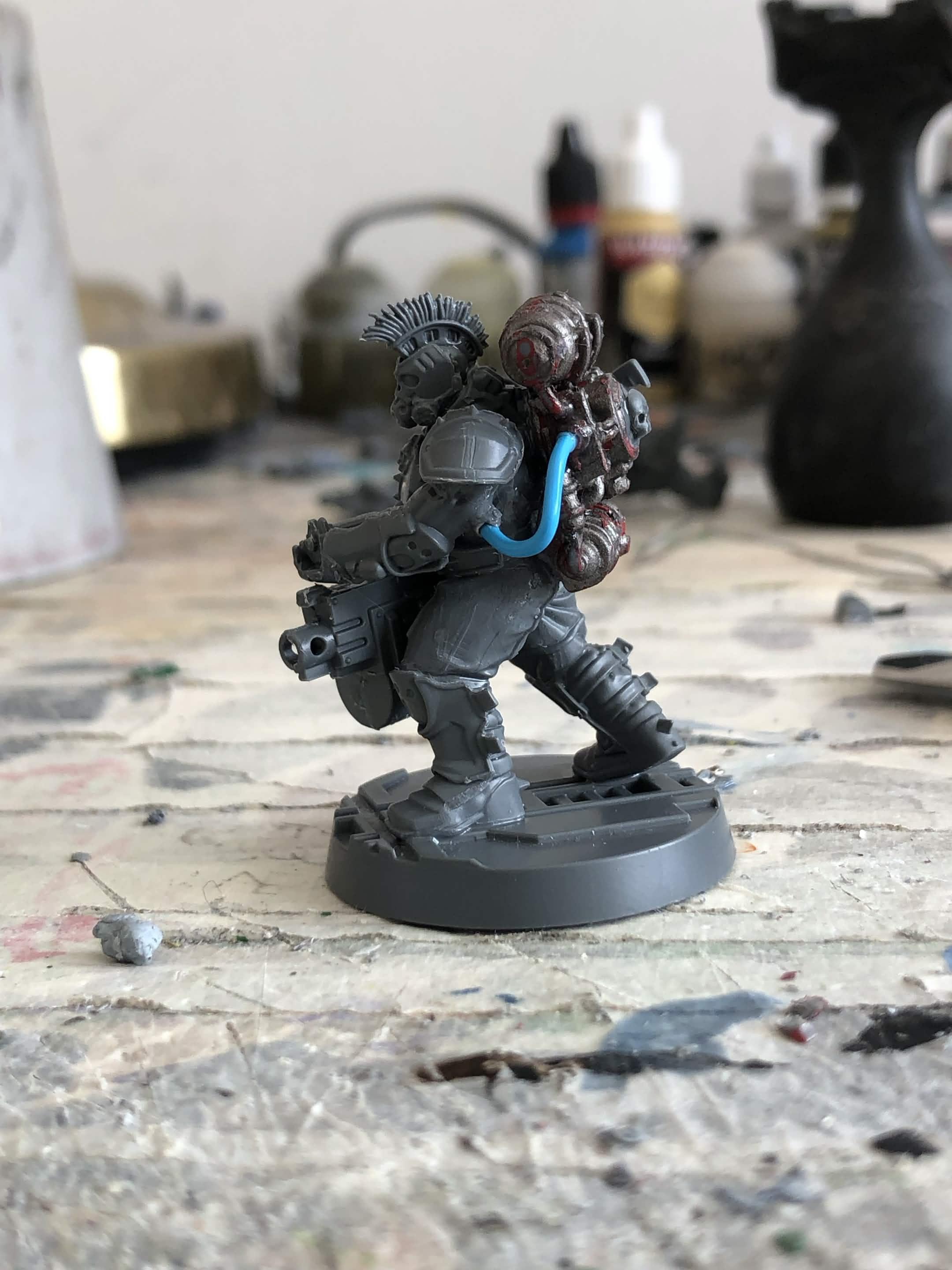 Bolter, Boltgun, Champion, Chemicals, Conversion, Forge Tyrant, Gang, Gas Mask, Goliath, Goliath Gang, Heavy, Heavy Bolter, House Goliath, Kitbash, Mask, Mohawk, Necromunda, Retro, Spike, Tank, Wire