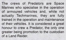 Organisation, Space Marines, Vehicle Crew, Vehicle Custodians