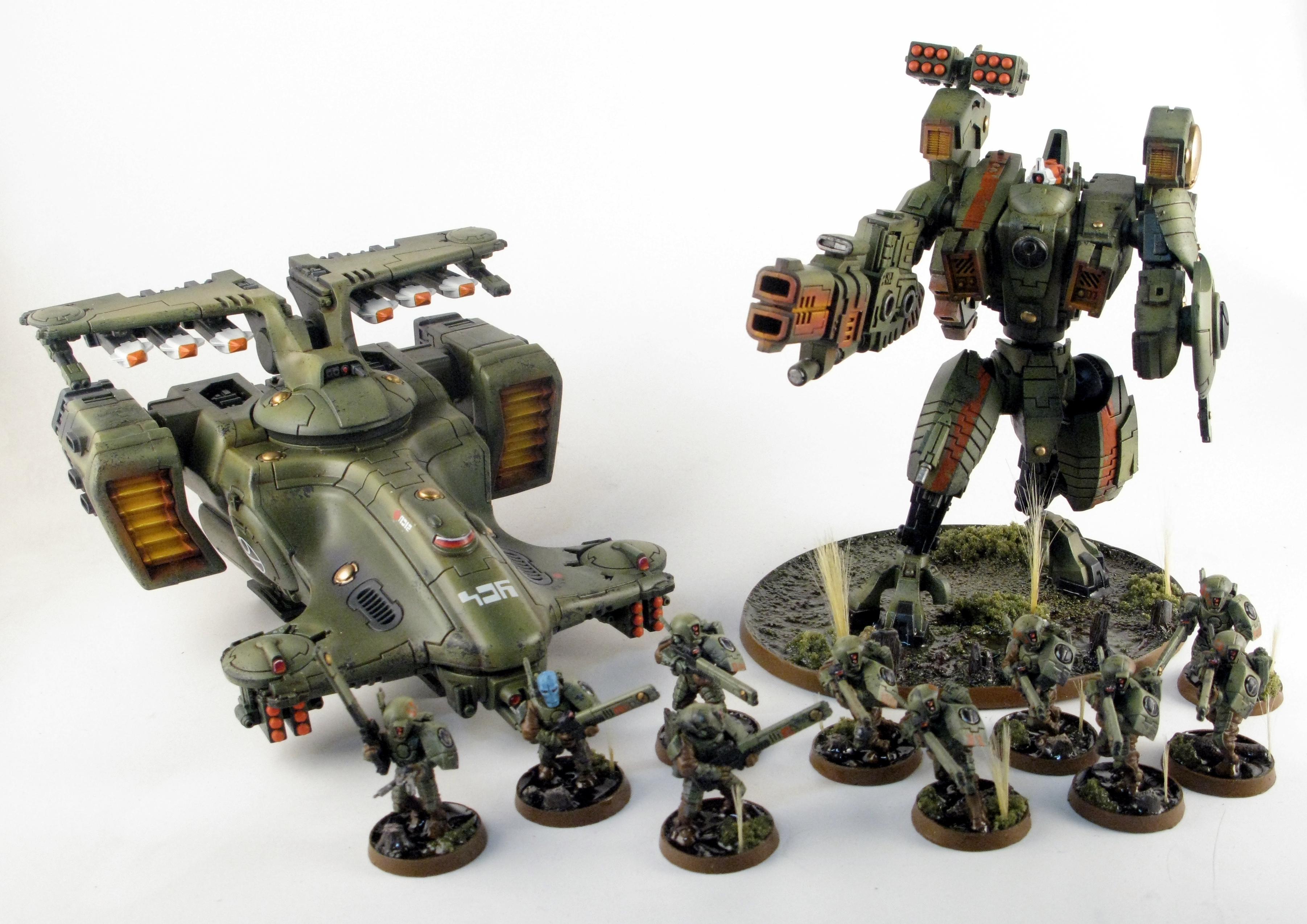 Airbrush, Blasted Wetlands, Brown, Gradient, Green, Gritty, Object Source  Lighting, Riptide, Secret Weapon, Swamp, Tau, Weathered, Work In Progress - Tau  Swamp Fighters Group Shot 1 - Gallery - DakkaDakka